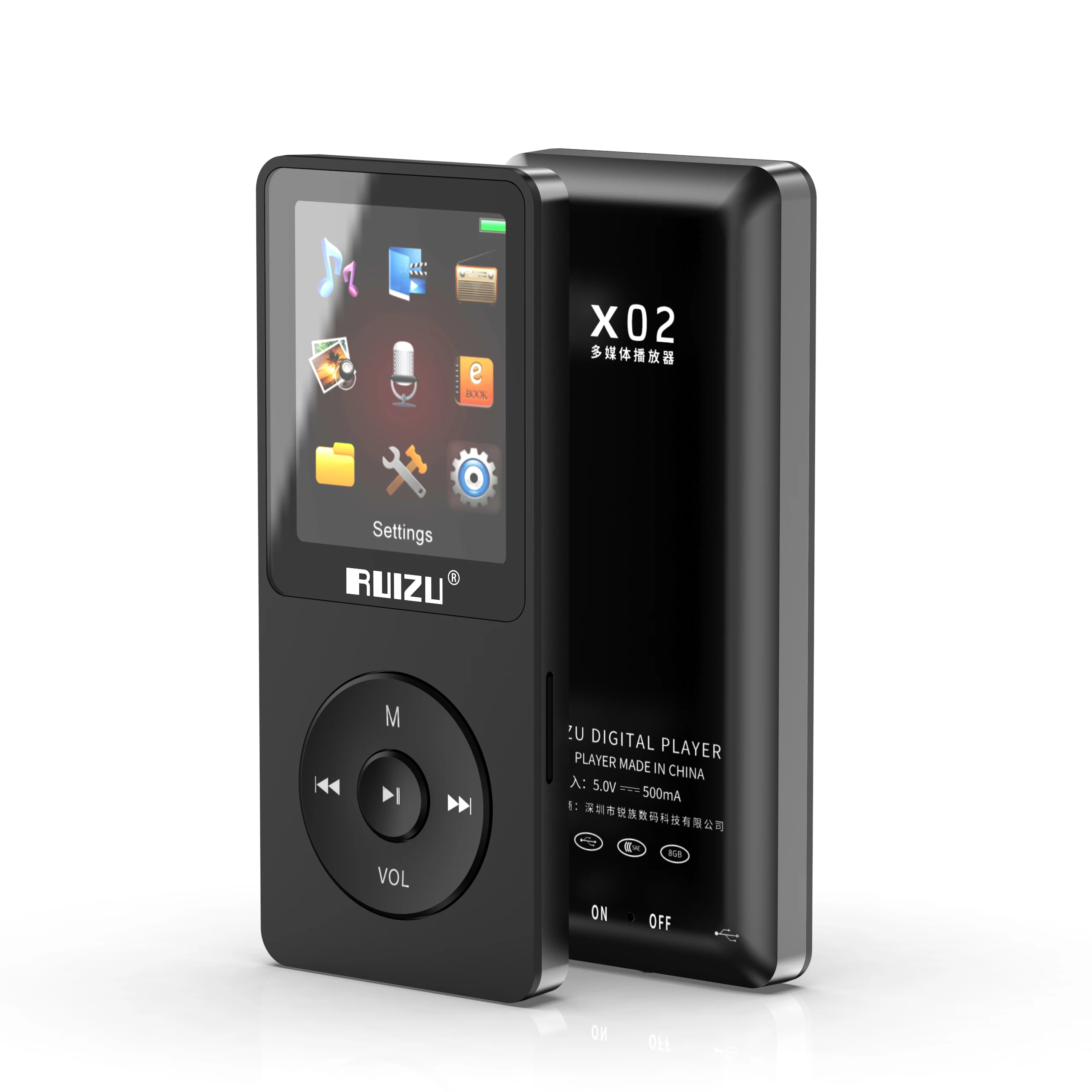 RUIZU X02 Classic Style Portable Audio Video Accessories For The Blind Free Lossless Song Download Mp3 Music Player