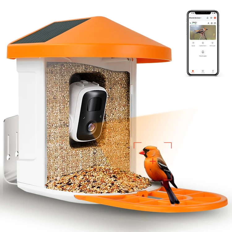 Smart Garden Bird Feeder with Outdoor Wildlife Monitoring wireless Camera