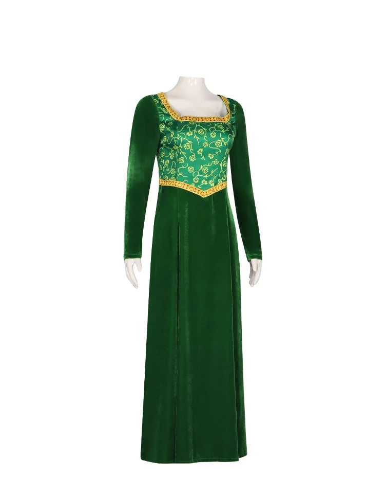 Movie Shrek Cos Costume Fiona Princess Green Dress Adult Stage Costumes Halloween Dress