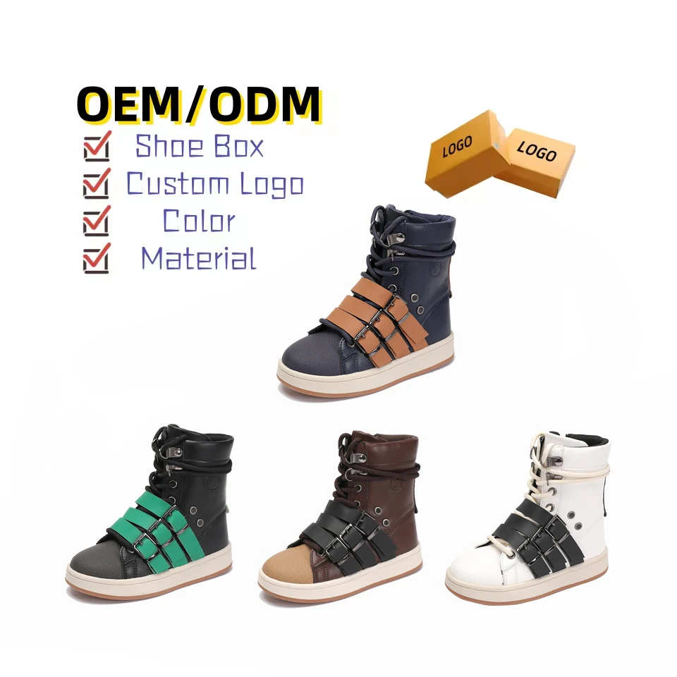 Autumn and winter high help board shoe tide boys and girls fashion versatile shoes custom sneakers kids