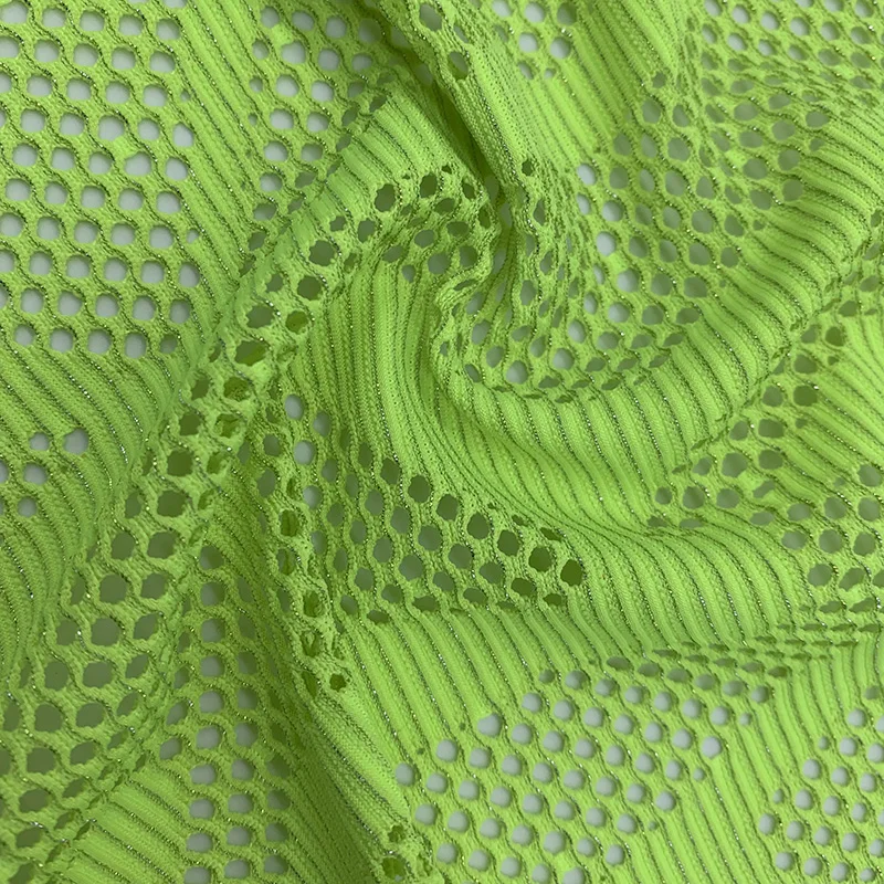 Super  hot selling hollow out spun gold spandex mesh jacquard dress knitting fabric swimsuit fabric