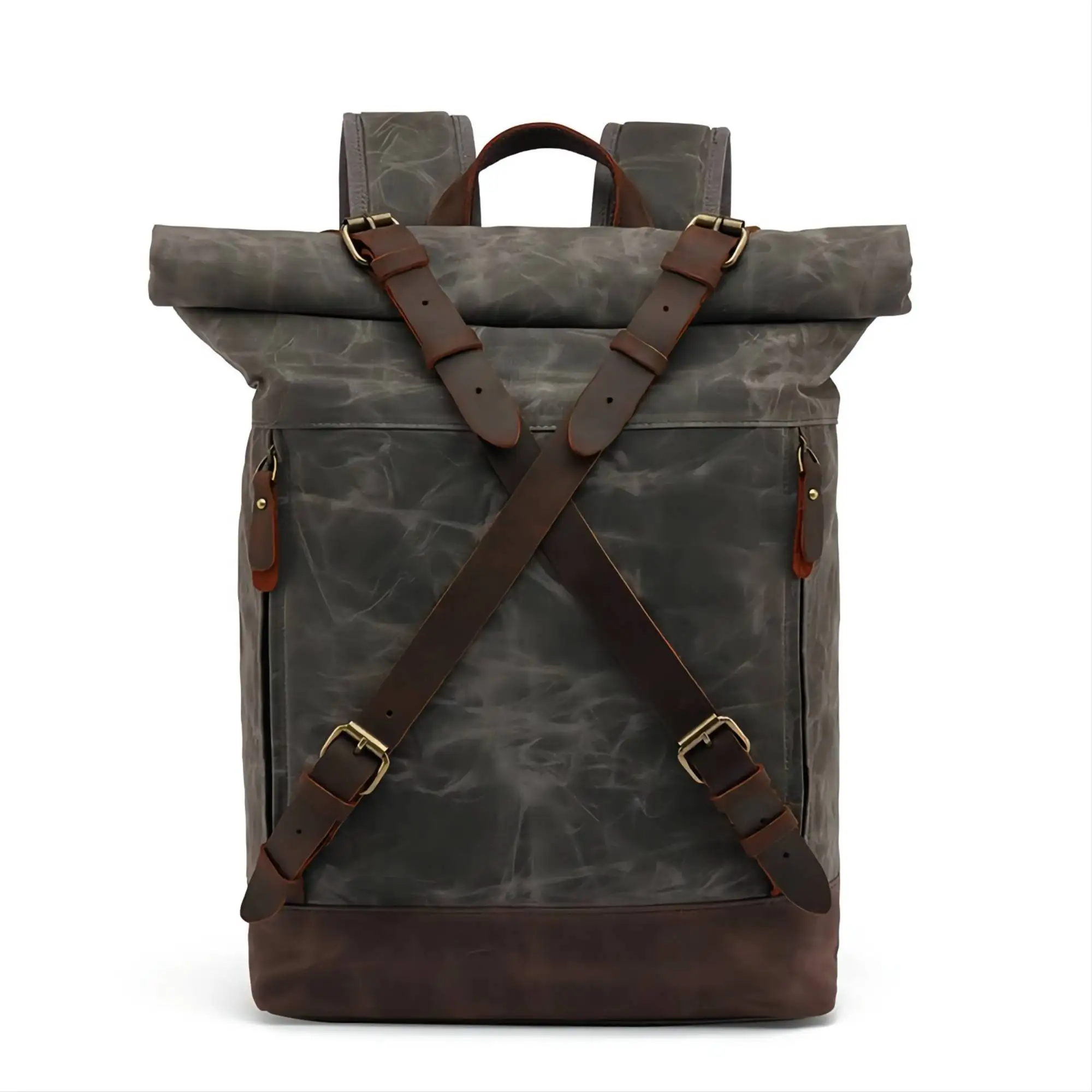 Strong Waxed Canvas Shoulder Backpack Bag Outdoor Waterproof Anti-theft Computer Bag Mountaineering Backpack