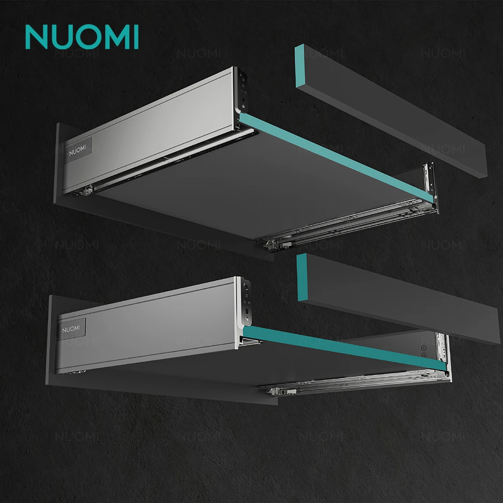 NUOMI Furniture Hardware JANE Series Tandem Cabinet Drawer Box Runner Rail Soft Closing Slim Undermount Drawer Slide for Kitchen