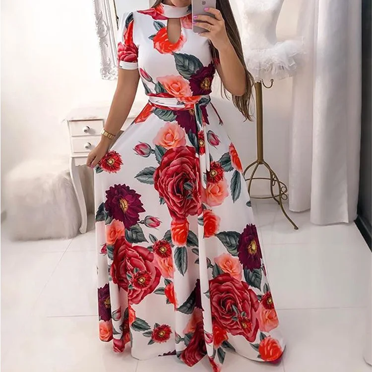 
2021 cheap summer trending women clothes latest party loose ladies roupas maxi design colorful women casual dresses clothes 