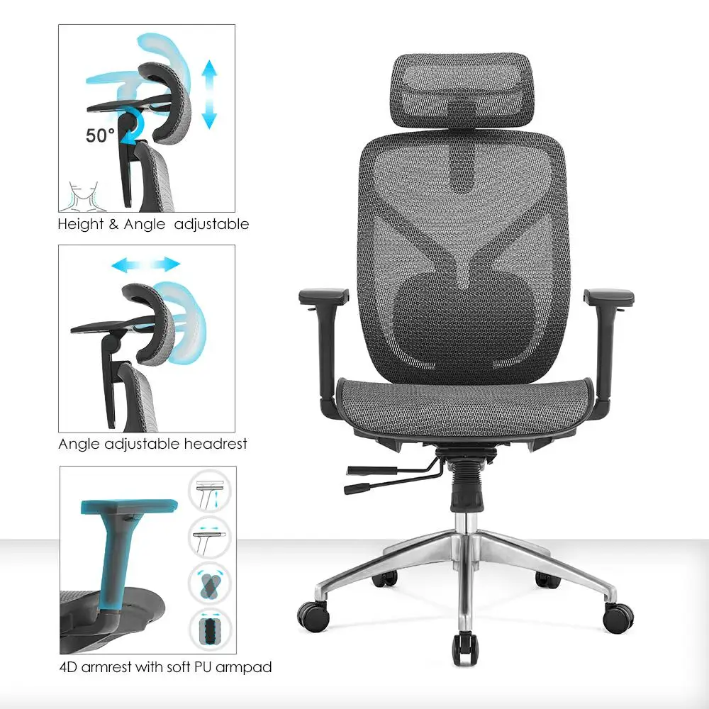 High back mesh ergonomic office revolving chair for manager and staff executive luxury