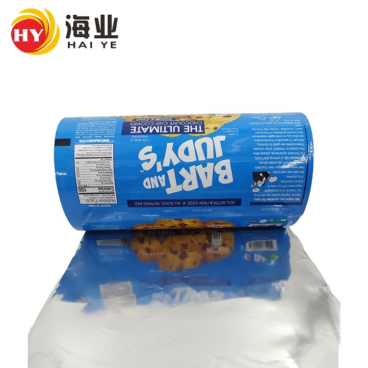 Custom Printing Food Grade Plastic Foil Packaging Film Roll Snack Cookies Biscuit Packaging Film