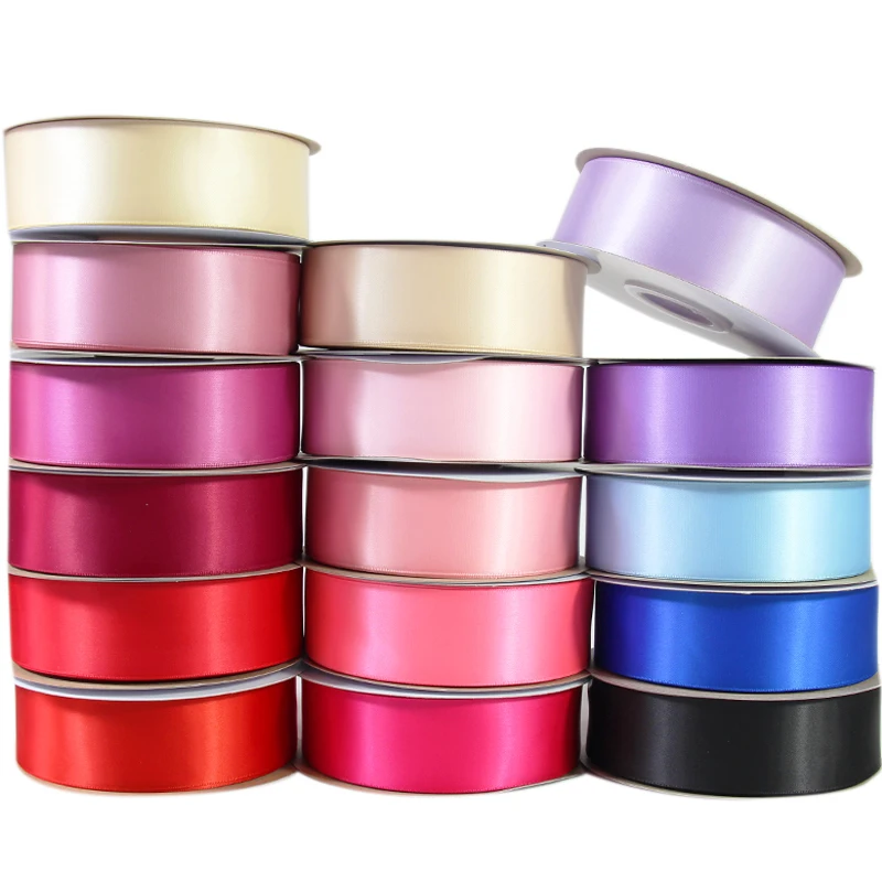 Factory Wholesale Luxury Gift Wrapping 196 Colors 3-100mm Polyester Plain Silk Satin Ribbon Roll