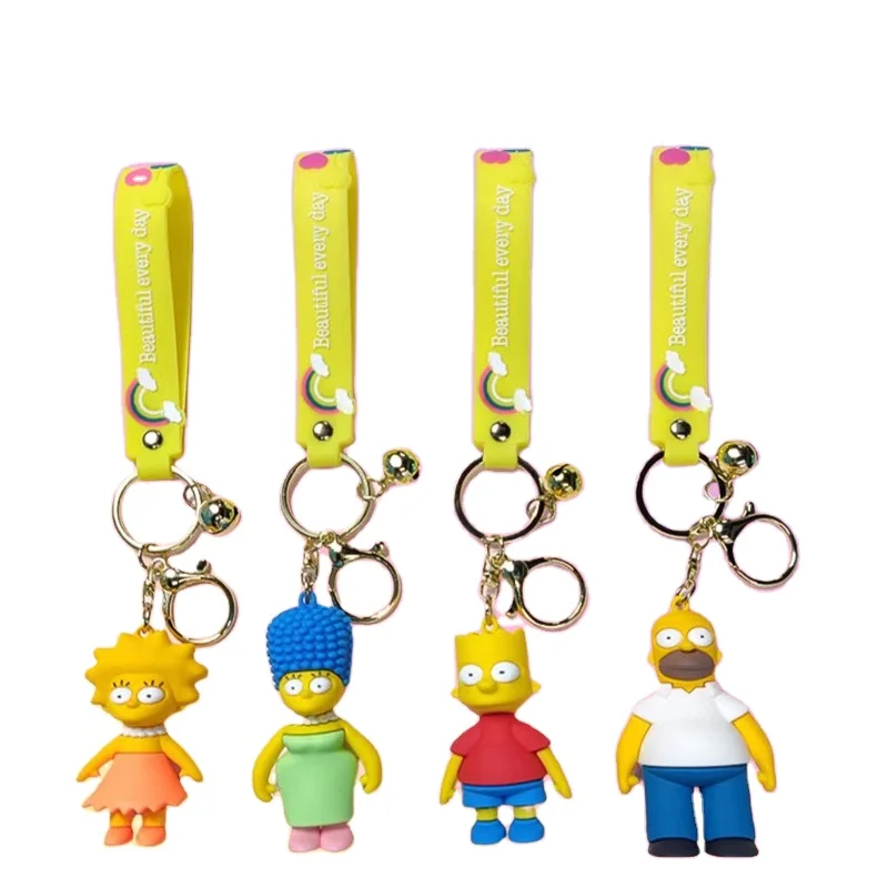 Оптовая продажа высококачественных ПВХ счастливых симпсанов смешной аниме периферийный брелок мультфильм ручной работы школьный рюкзак подвеска ключ автомобиля