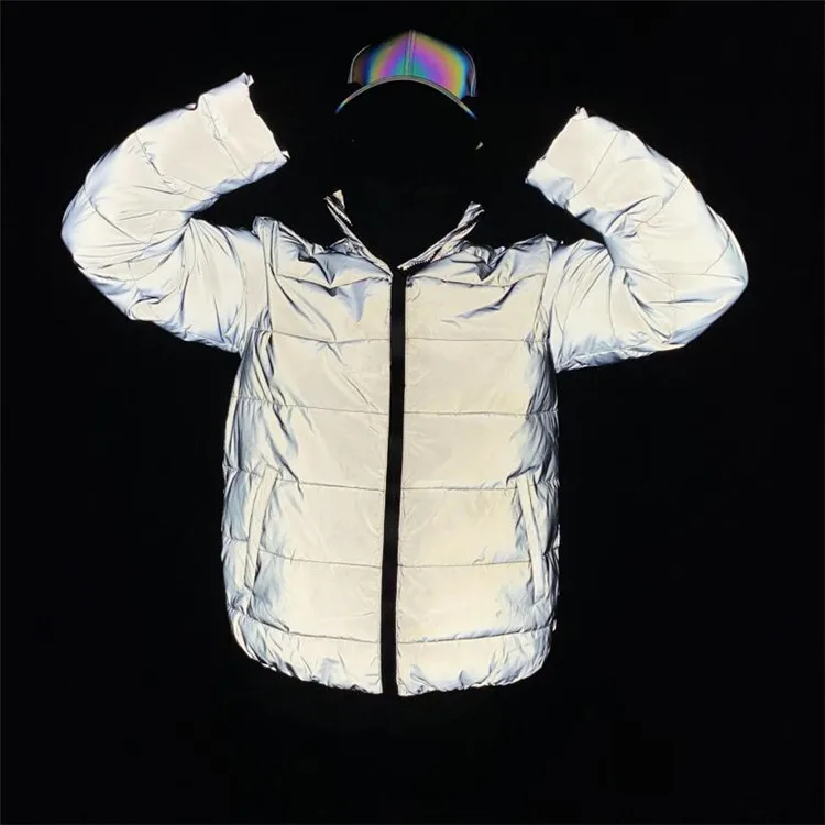 Waterproof Running Windproof Hooded Coats Streetwear Night Shiny Mens Hoodies 360 Reflective WinterJacket for outdoor use
