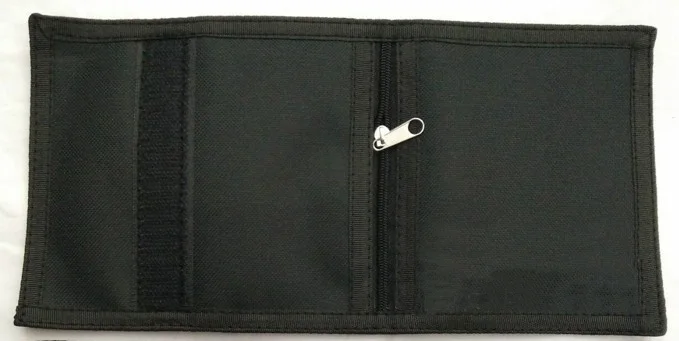 Promotional polyester accept custom logo printed cheap canvas nylon trifold zipper wallet
