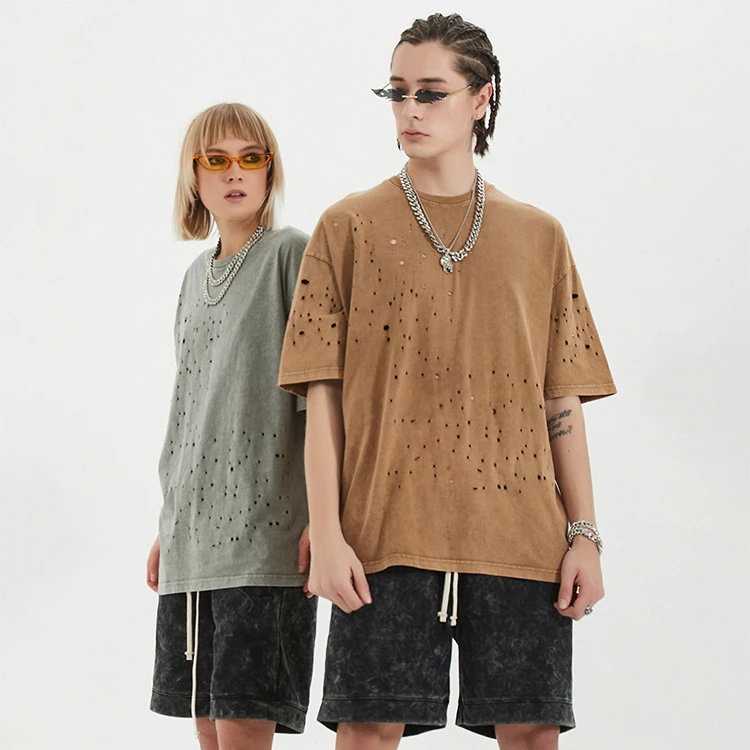 Vintage Ripped Short Sleeve Wholesale Women Plain Sports T Shirt