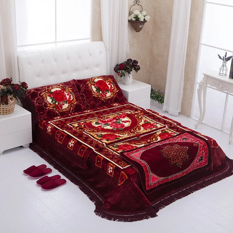 Оптовая продажа, фирменная футболка с OEM & OBM Арабский лидер продаж в Корейском стиле мешки из норки одеяло, Постельный набор из 4 элементов