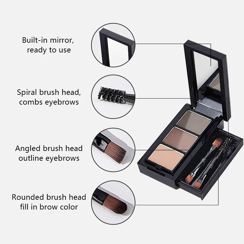 Custom Brand 3 Color Eyebrow Gel Powder OEM Waterproof Makeup Brow Powder Kits Palette