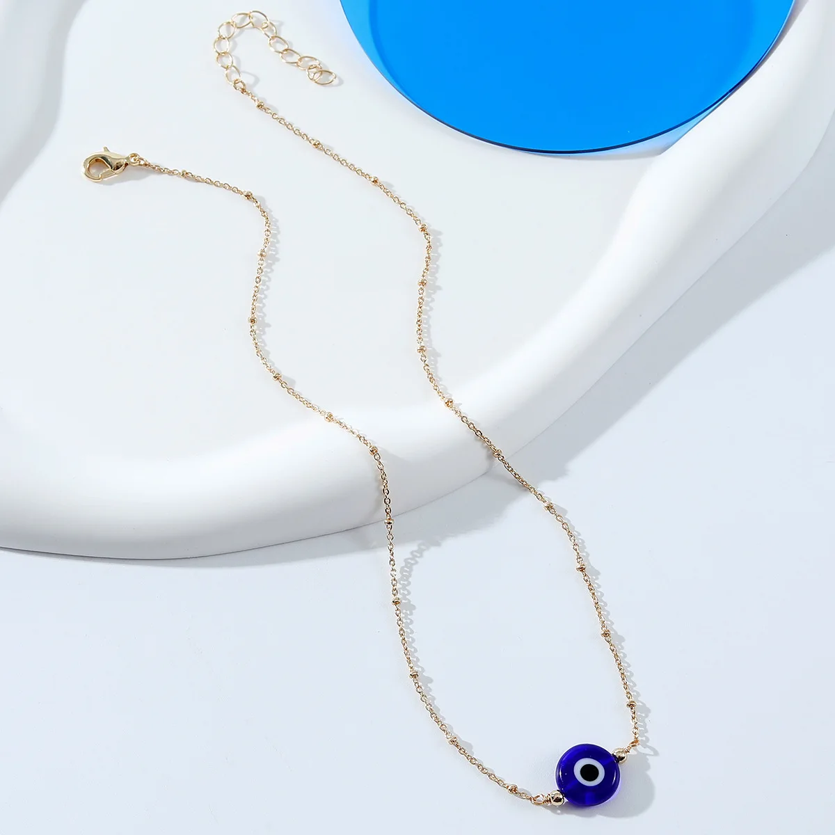 Fashion gold plated necklaces with blue turkish eye pendant for women mens  necklace