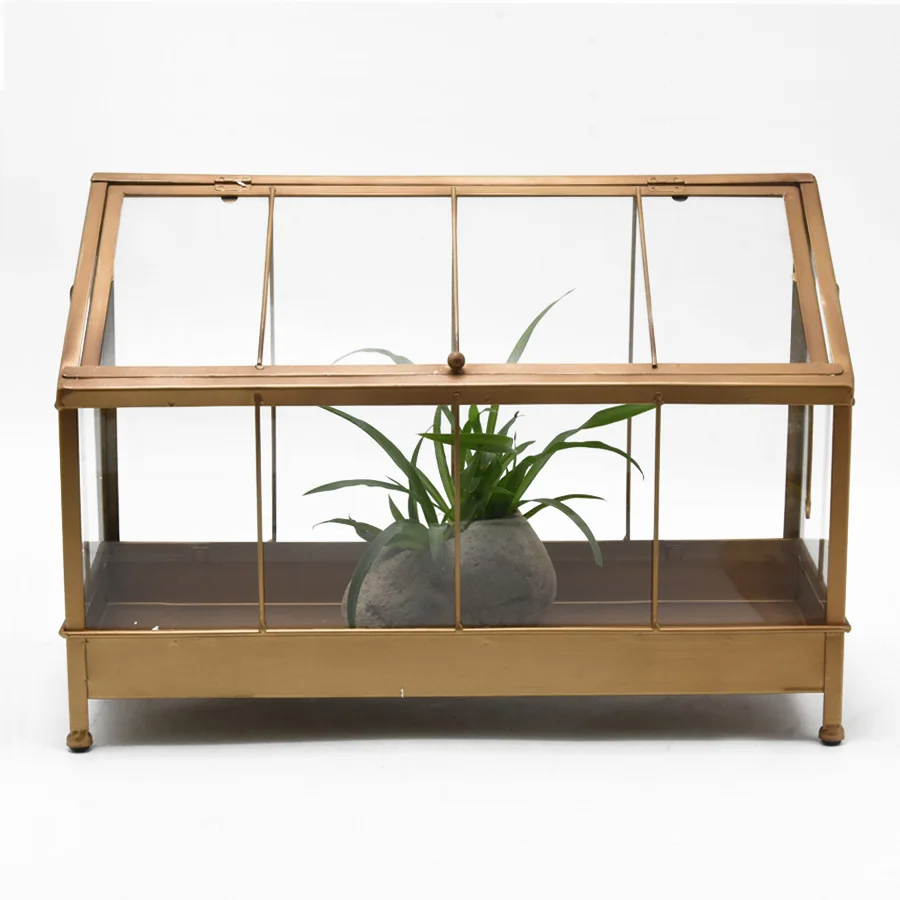 Modern Metal Glass succulent Plant Terrarium, Indoor Home And Garden Mini Metal Glass Terrarium Greenhouse For Flower Plant