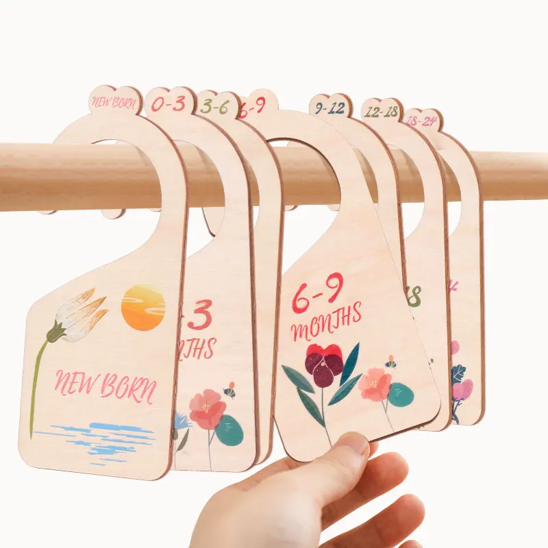 Wooden 7 PCS per set baby closet size dividers Arrange Clothes by Type or Age Animal Themed and Baby Closet Dividers