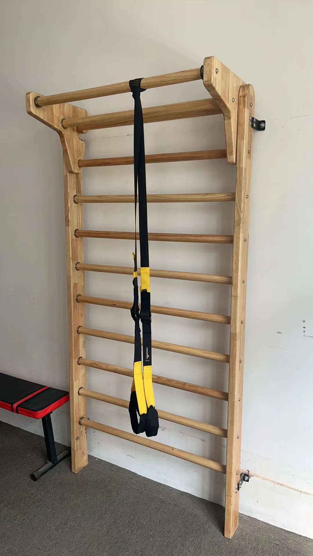 Wooden Fitness Gym Pull Up Ladder Wood Stall Bar Suspension Trainer Physical Gymnastics Ladder Solid Pine Swedish Ladder