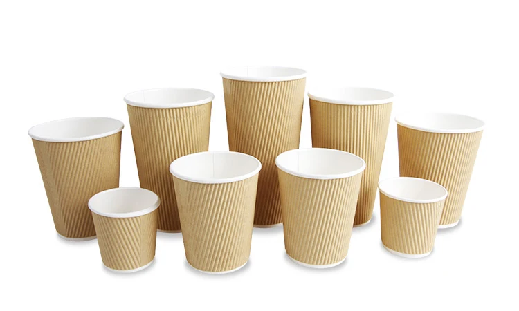 Cheap Custom Logo Printed Ripple Wall Disposable Healthy Paper Coffee Cup With Lids