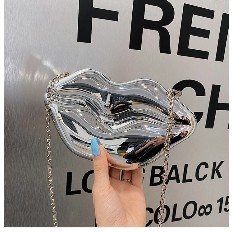 Large Capacity E3095 Girl Lip Shaped Clutch Bag for Women Light Weight Ladies Fashion Evening Banquet Bags Crossbody Chain Bag