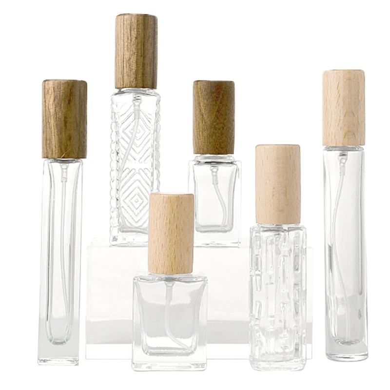 High Quality Manufacturers Wholesale 5ml 7ml 10ml  12ml Transparent Square Glass Refillable Spray Perfume Bottle Customizable