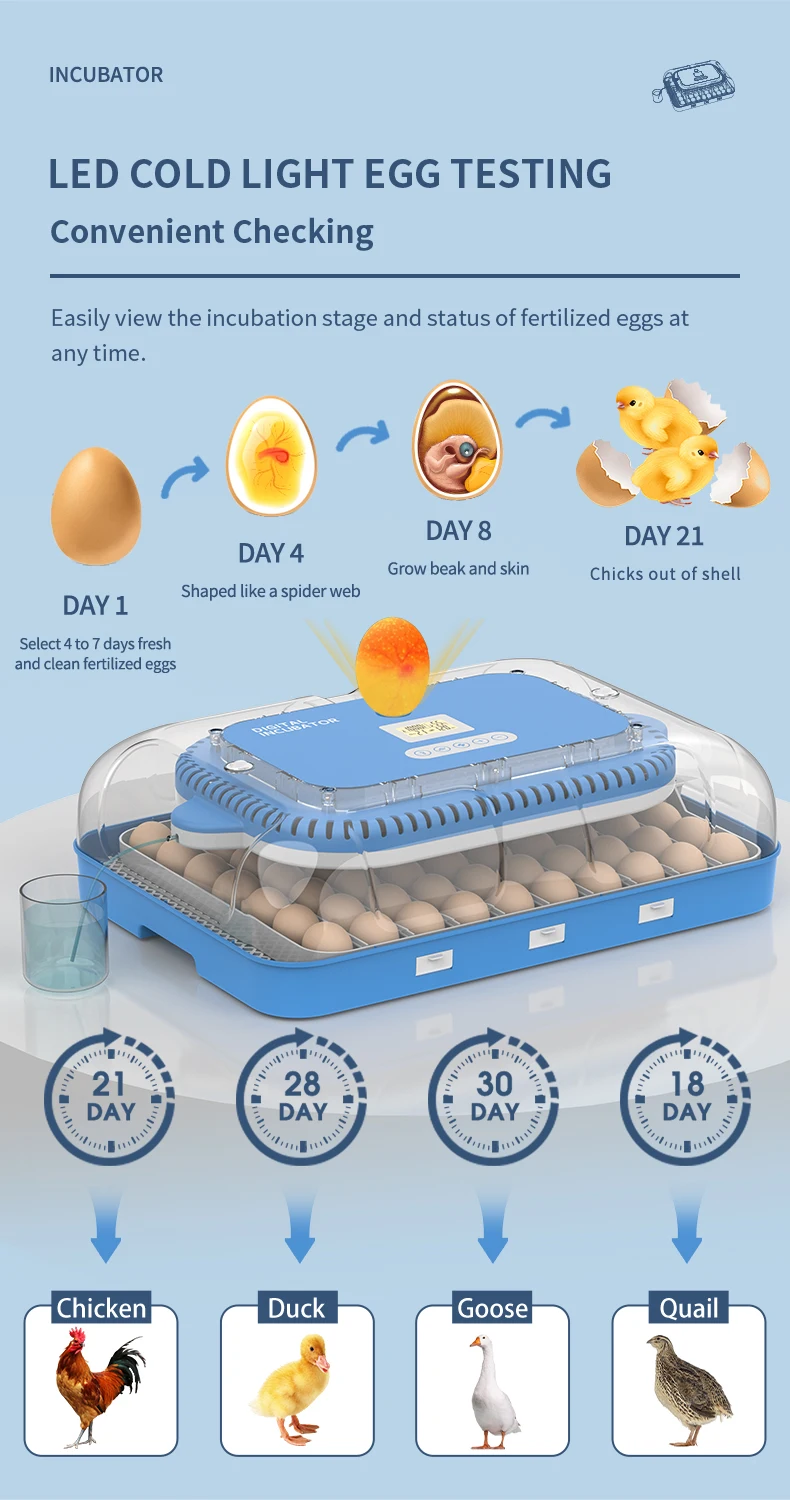 Automatic Poultry Egg Incubator hatching eggs for Chicken Duck Goose Quail