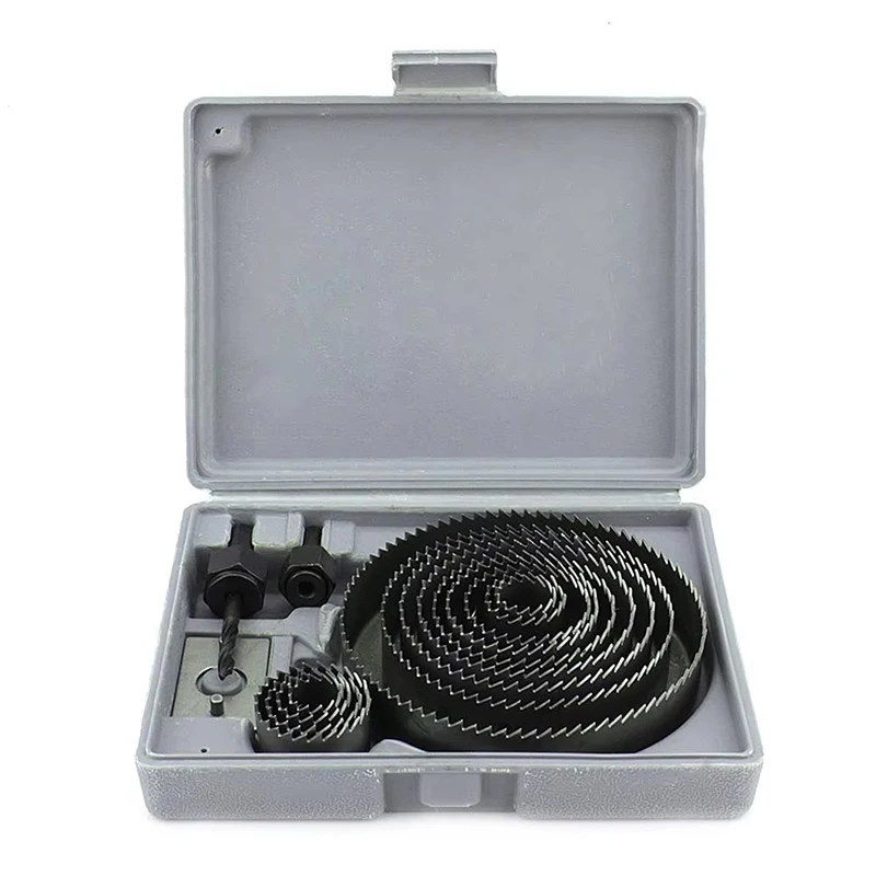 16PCS Woodworking Hole Saw Cutter Kit 19-127mm Drilling Tools Set for Soft Wood PVC Board Plasterboard