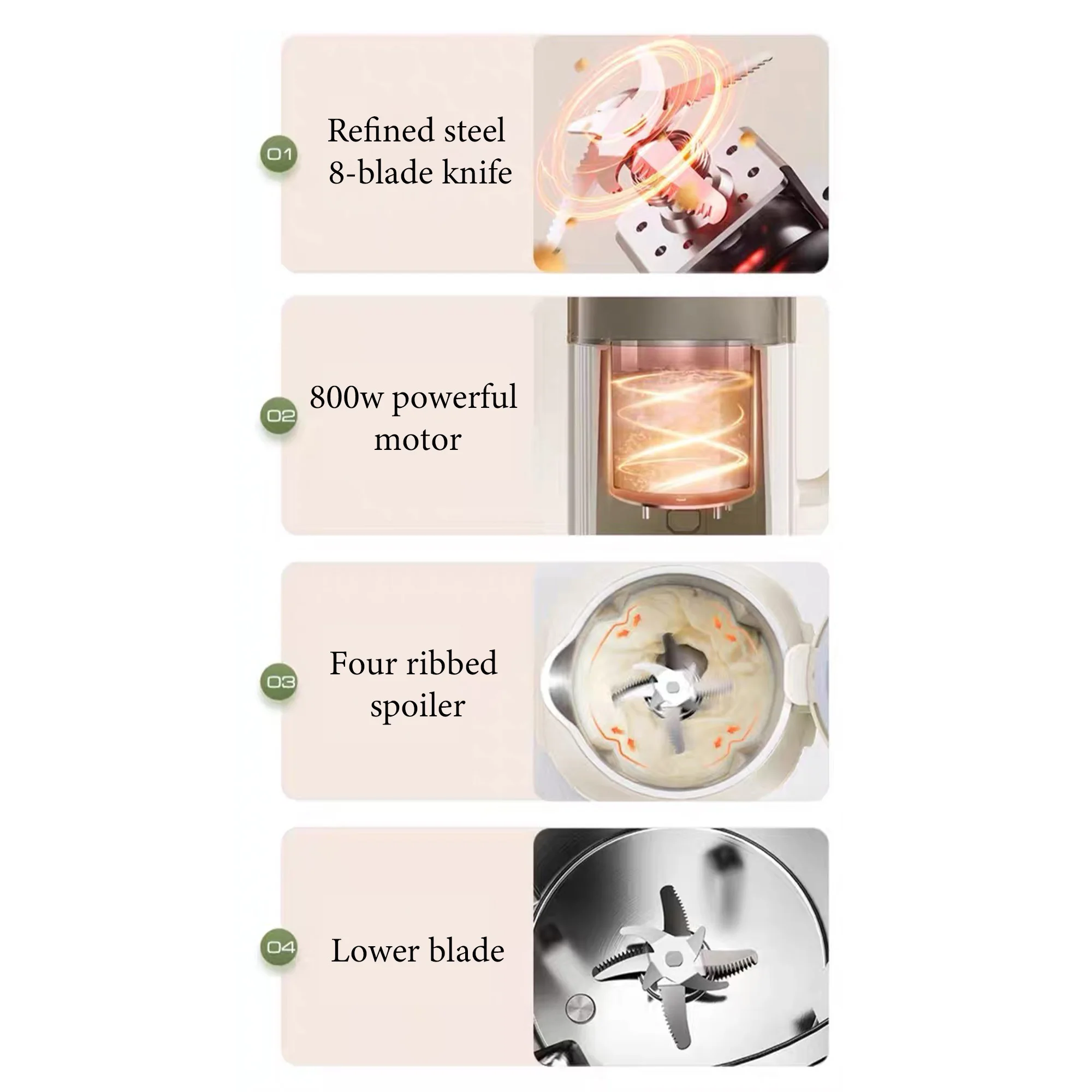 35oz/1000ml Multi-Functional Automatic Soybean Milk Machine with 8 Blades Almond Soy Milk Maker