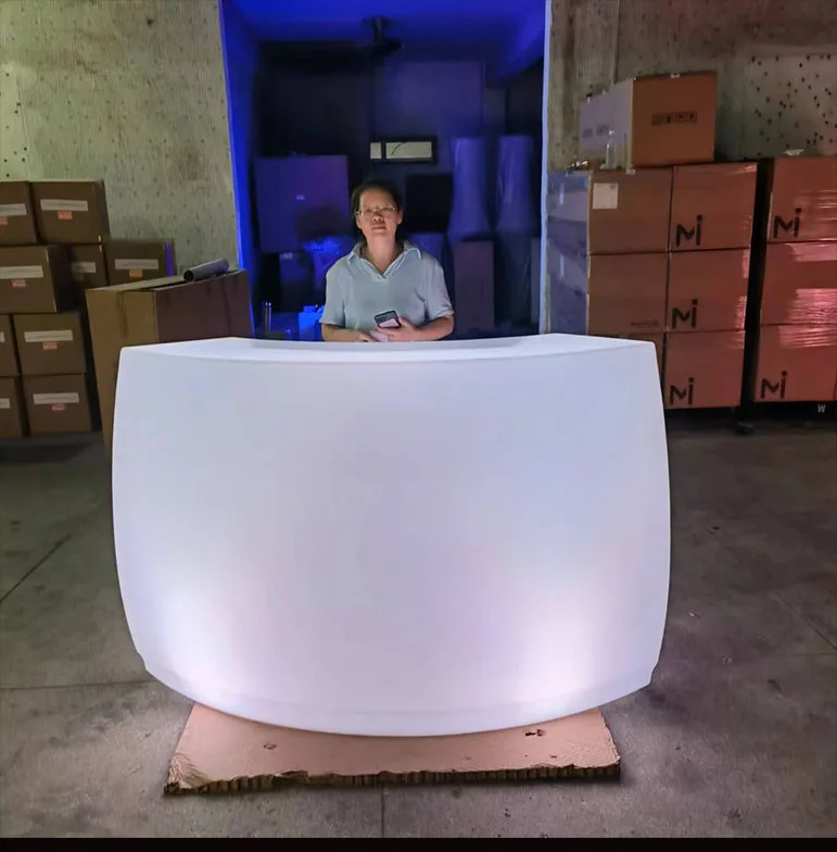 Modern Round Curve Illuminated Mobile Bar Cabinet Home Bar Counter Commercial Restaurant Nightclub Bar Counter