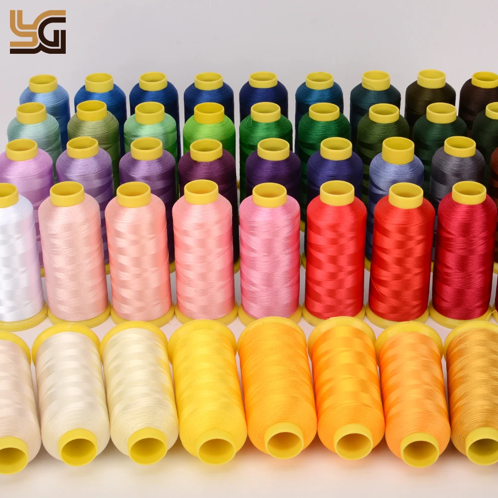 63 Basic Colors of big Spool 5000yard Polyester Embroidery Thread for Commercial and Domestic Embroidery Machines