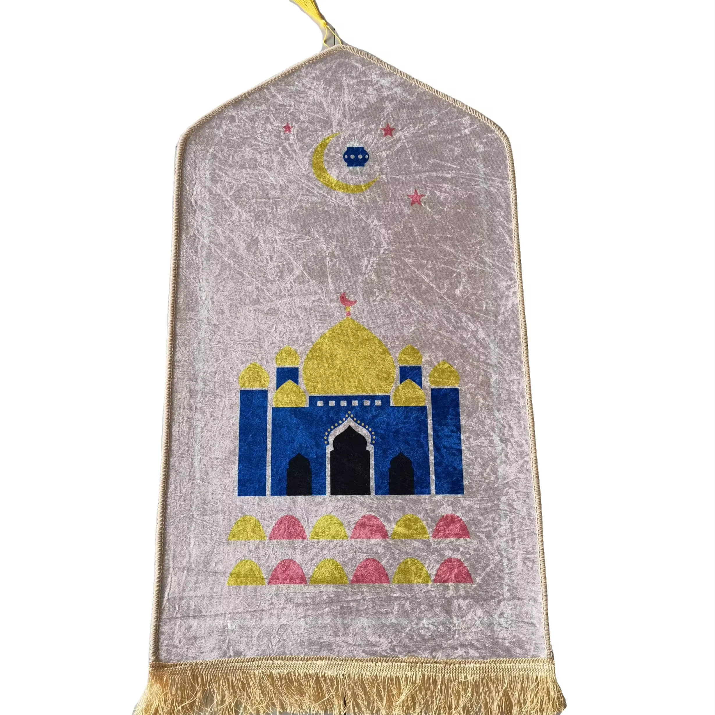 Shinny Velvet Thick Machine Woven Wholesale Muslim Design kids Prayer Mat