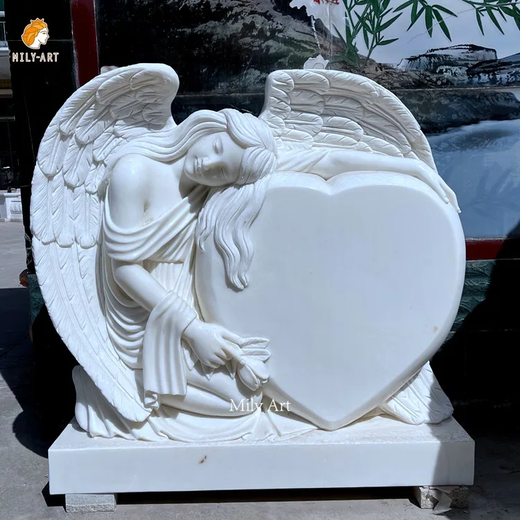 Hand Carved High Quality Angel Italian Marble Marble Tombstone