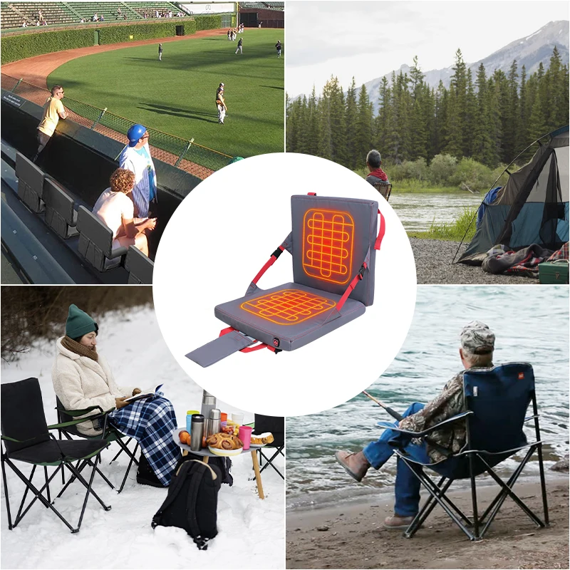 2024 Portable lifting Operated Heated Stadium Seat padded pad Outdoor Sport Floor Heated Seat Cushion