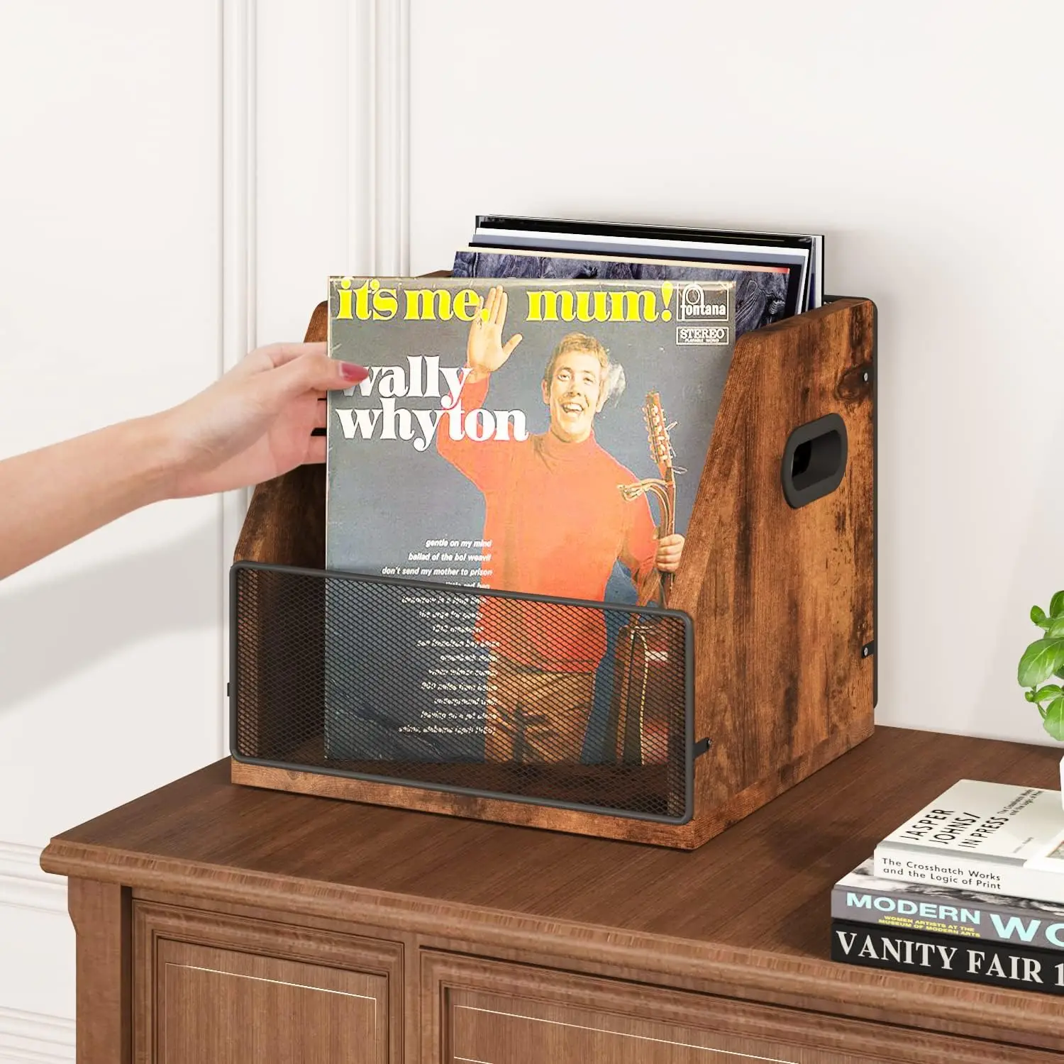 Wooden Record Crate Vinyl Record Storage Vinyl Record Box Case Crate Reco Album Holder Desktop Metal