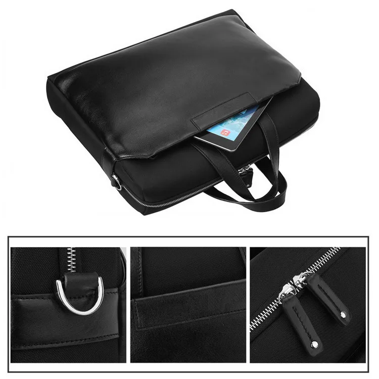 
Custom premium quality canvas genuine leather polyester briefcase laptop case bags for men business backpack bag for laptop 