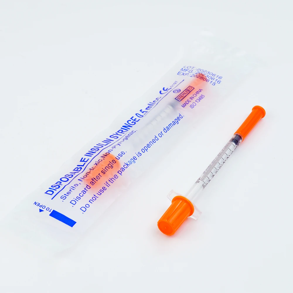 Sterile Disposable Medical Painless U-40 U-100 0.3ml 0.5ml 1ml Insulin Syringe  for Painless Injection