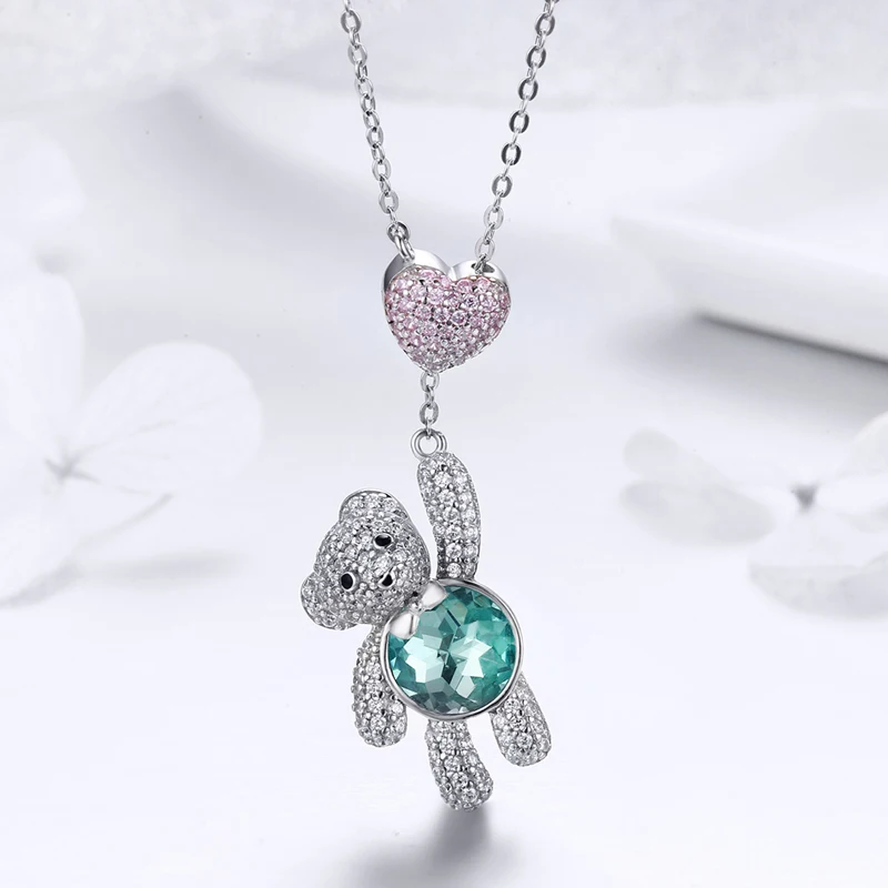 
Children Necklace Lovely Bear Pendant Design Chain Sterling Silver 925 Necklace Jewelry 2021 