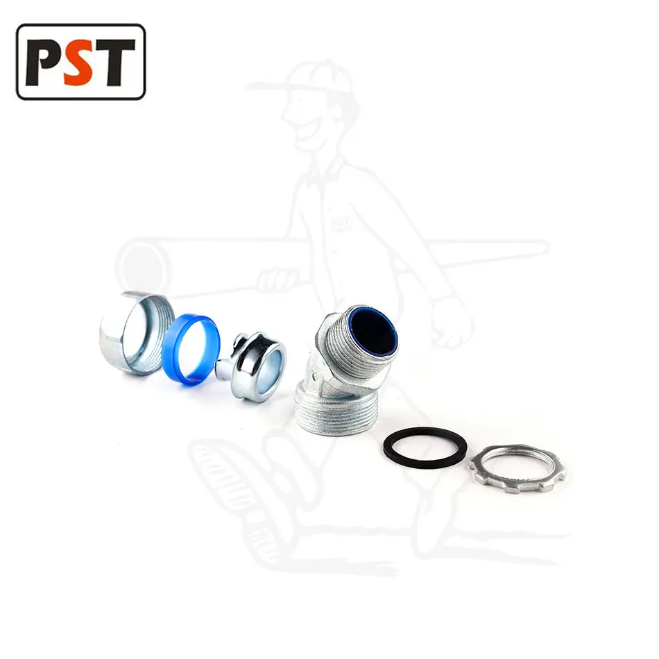 45 Degree DNJ Type Flex Conduit to Box Connector Flexible Conduit Connector