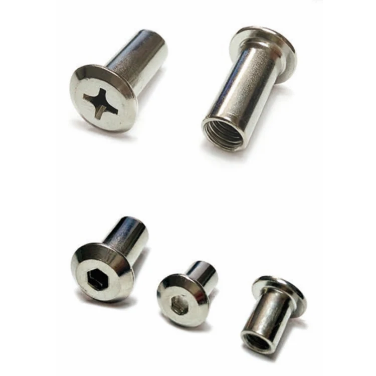 M2-M20 5mm-30mm Belt Leather Book Binding Silver Brass Chicago Screw With Nut