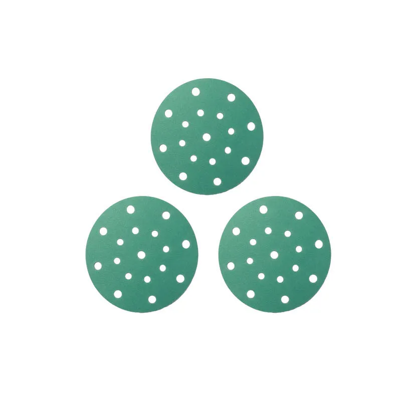 6 Inch (150mm) 17holes Green Pet Film Green Sanding Disc sandpaper for polishing