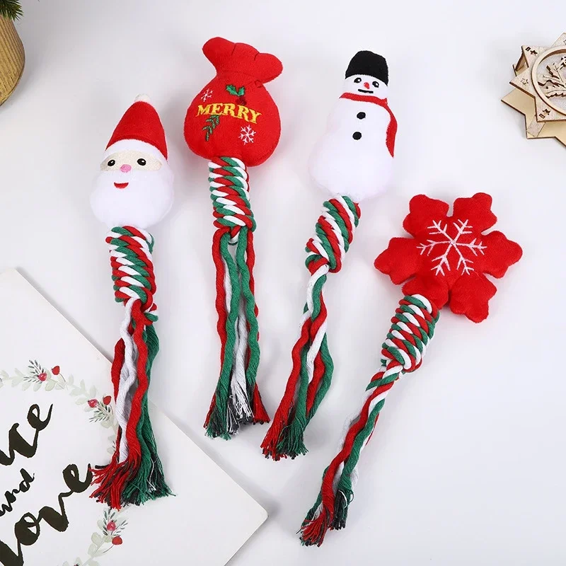 Cat Chew Toys Christmas Tree Molar Cotton Rope Funny Cat Teaser Toy Clean Mouth Kitten Play Toys Pet Supplies Accessories
