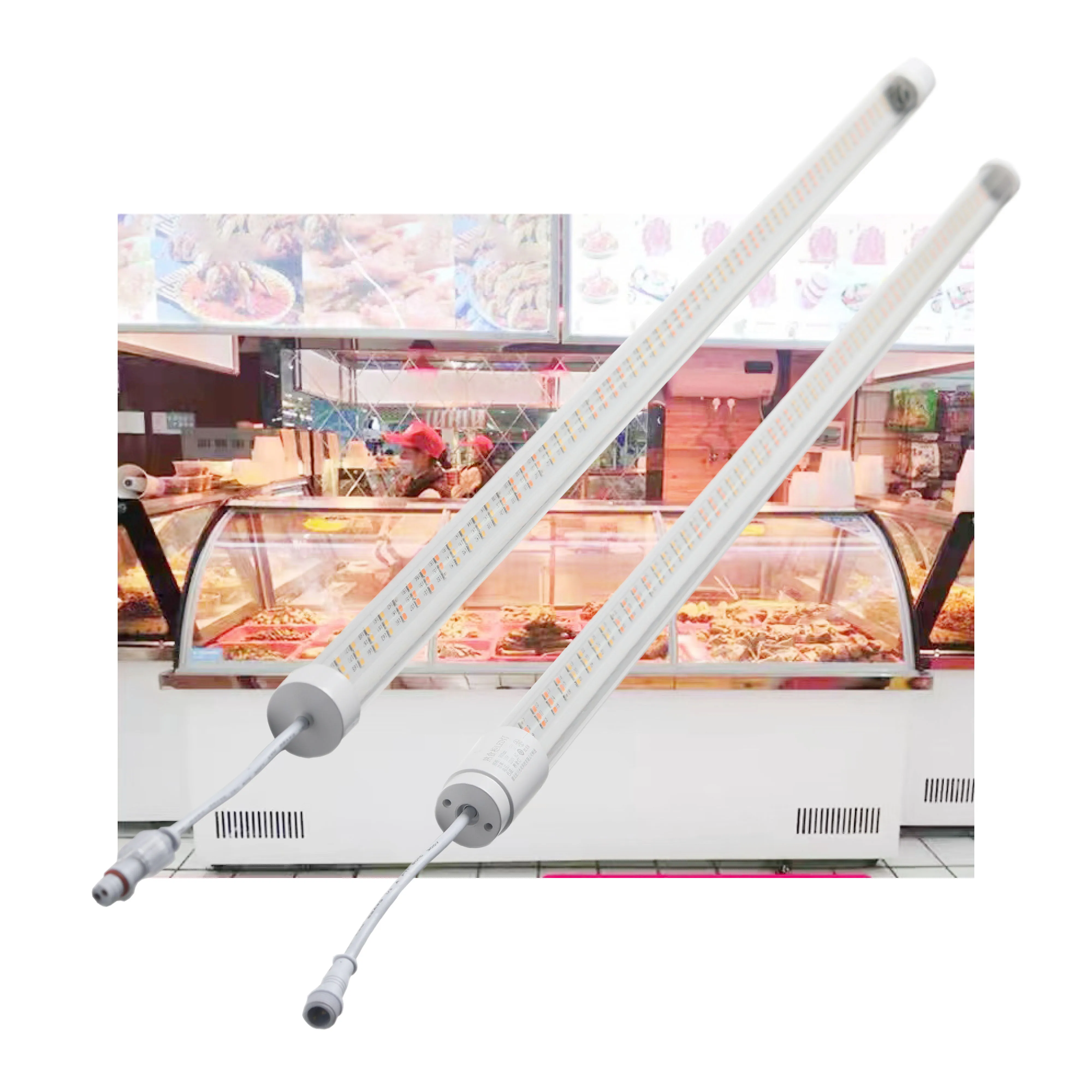 300MM 6W 1200K+2700K+Green light Cooked Food Cabinet Lamp Refrigerated Cabinet LED Light T8 Tube Waterproof