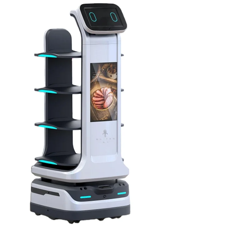 New 2024 artificial intelligence robot waiter for restaurant autonomous delivery robot food delivery carts