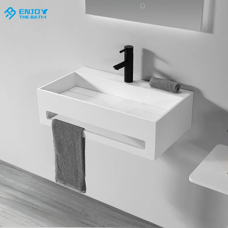 Modern Bathroom Sets Toilet Sink Basin Stone for Sanitary Ware Surface Resin Solid Washing Hands Wall Hung Wall-hung Sinks Matt