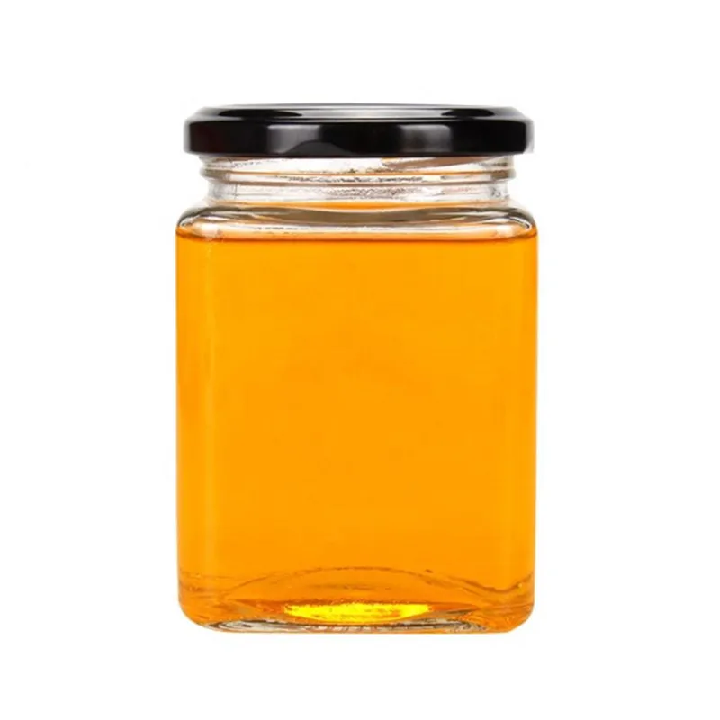 50, 100, 200, 280, 380, 500, 730ml Square Clear Glass Honey Jam Sauce Jar Storage bottles&jars honey jars in bulk