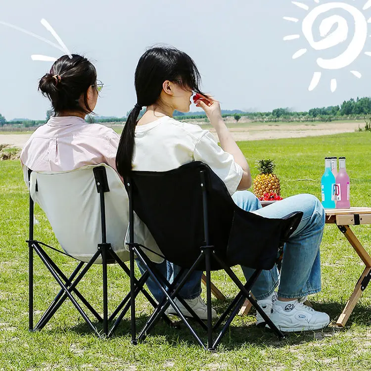 YOUQI Camping Folding C Moon Chairs Portable Mini   Outdoor Backpack Chair for Travel Picnic Beach Fishing Hiking