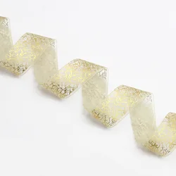 5yards/Lot  25mm   Christmas  Ribbons  Gift Wrapping  Gold Wired Organza Ribbon P0102