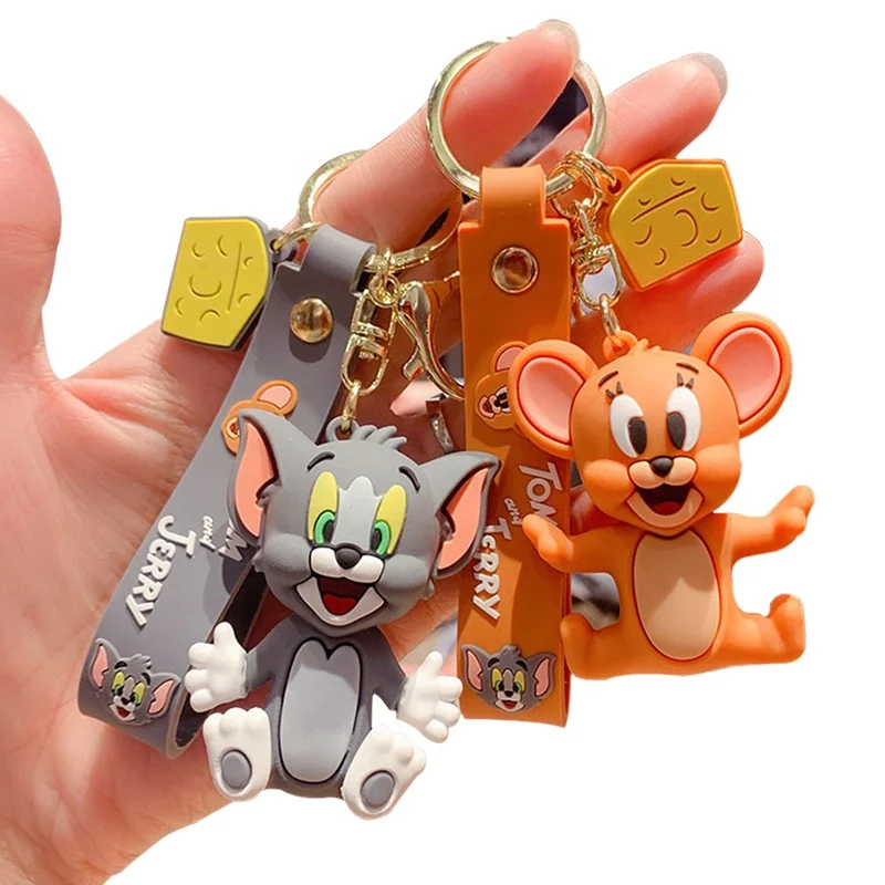 Pvc Key Ring Silicone Tom And Jerry Key Chain Custom 3D Cartoon Anime Kawaii Tom And Jerry Keychain