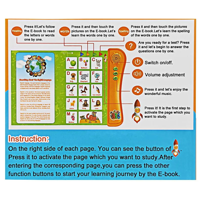 Children Early Learning Interactive Sound Books Preschool English Enlightenment Education E-book Kids Abc Learning Audio Book