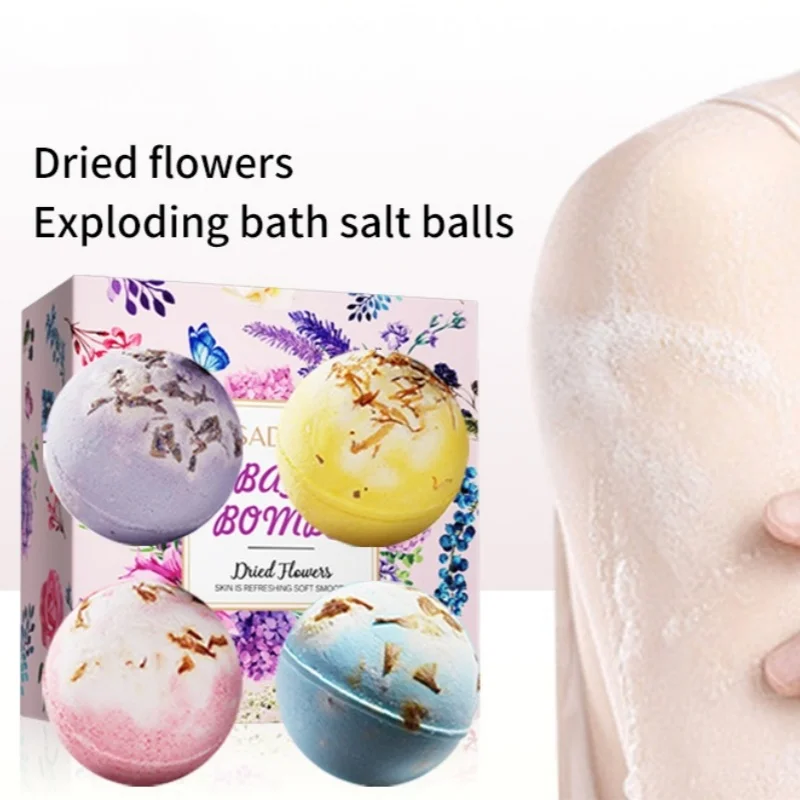 Hot Sale Handmade dried flower Bath Fizzies with gift box  Organic Natural Shower Bath Bomb Salt