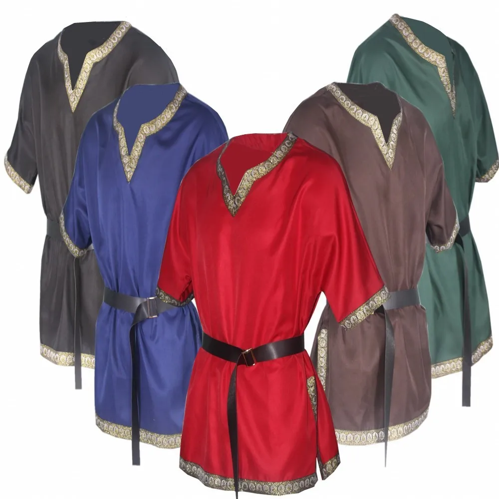 Medieval Renaissance Costumes Men Nobleman Tunic Viking Aristocrat Chevalier Knight Warrior Halloween Cosplay Costumes No Belt